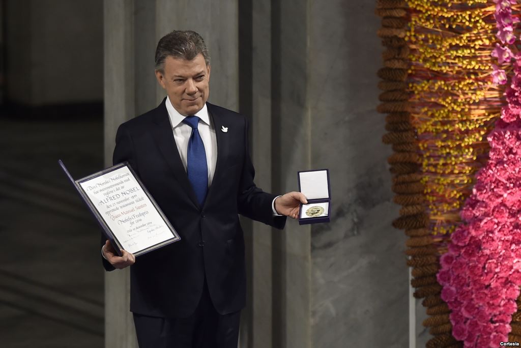 Presidente de Colombia recibe el Premio Nobel de Paz 2016