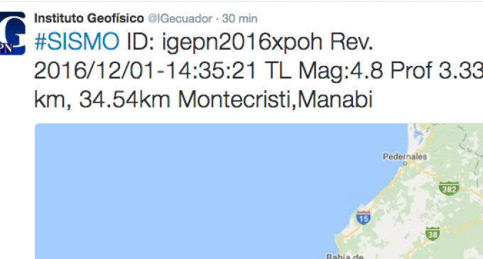 Sismo de 4.8 se registró en Montecristi