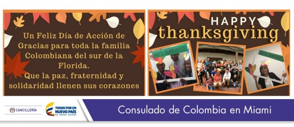 Consulado de Colombia en Miami les desea un feliz Día de Acción de Gracias