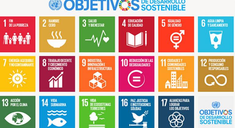 Listado de los 17 Objetivos de Desarrollo Sostenible (ODS). 