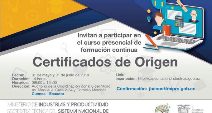 Dictan curso gratis para los productores interesados en el Certificado de Origen