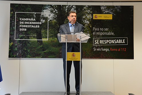 ESPAÑA:12/07/2018. Luis Planas presenta la campaña de prevención y lucha contra los incendios forestales de 2018