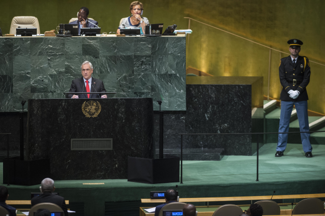 CHILE: Presidente Piñera interviene en la 73° Asamblea General de la ONU y fija prioridades en seguridad, migraciones, medio ambiente y derechos humanos