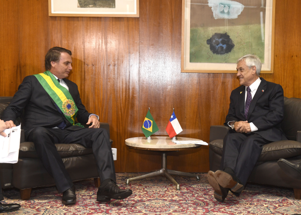 Presidente Piñera asiste a cambio de mando en Brasil y se reúne con el Presidente Jair Bolsonaro