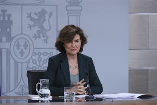 Carmen Calvo en la rueda de prensa posterior al Consejo de Ministros