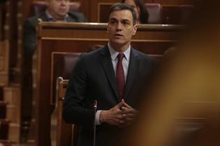 El presidente del Gobierno, Pedro Sánchez, durante una de sus intervenciones en la sesión de control