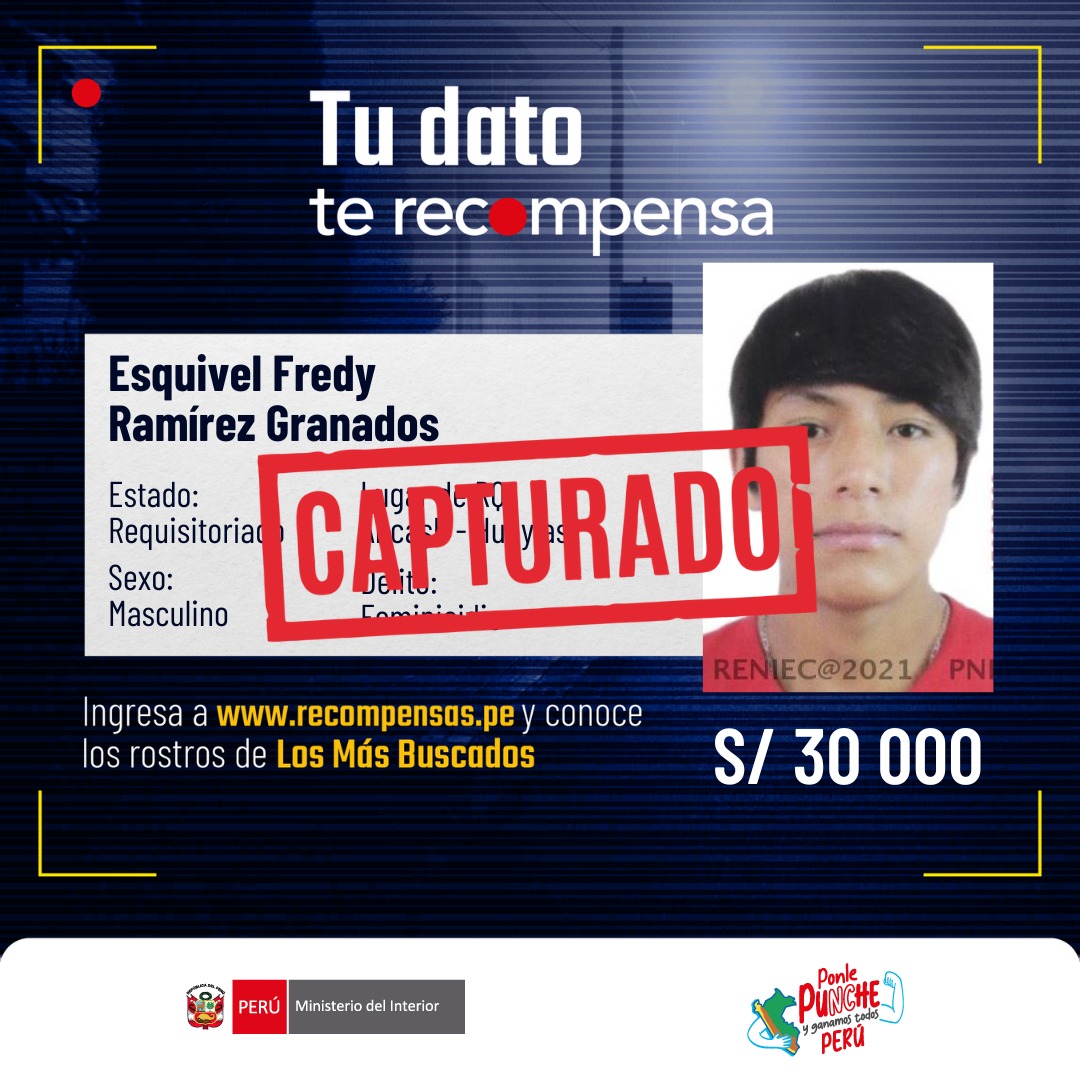 Programa de Recompensas: capturan a uno de los feminicidas más buscados