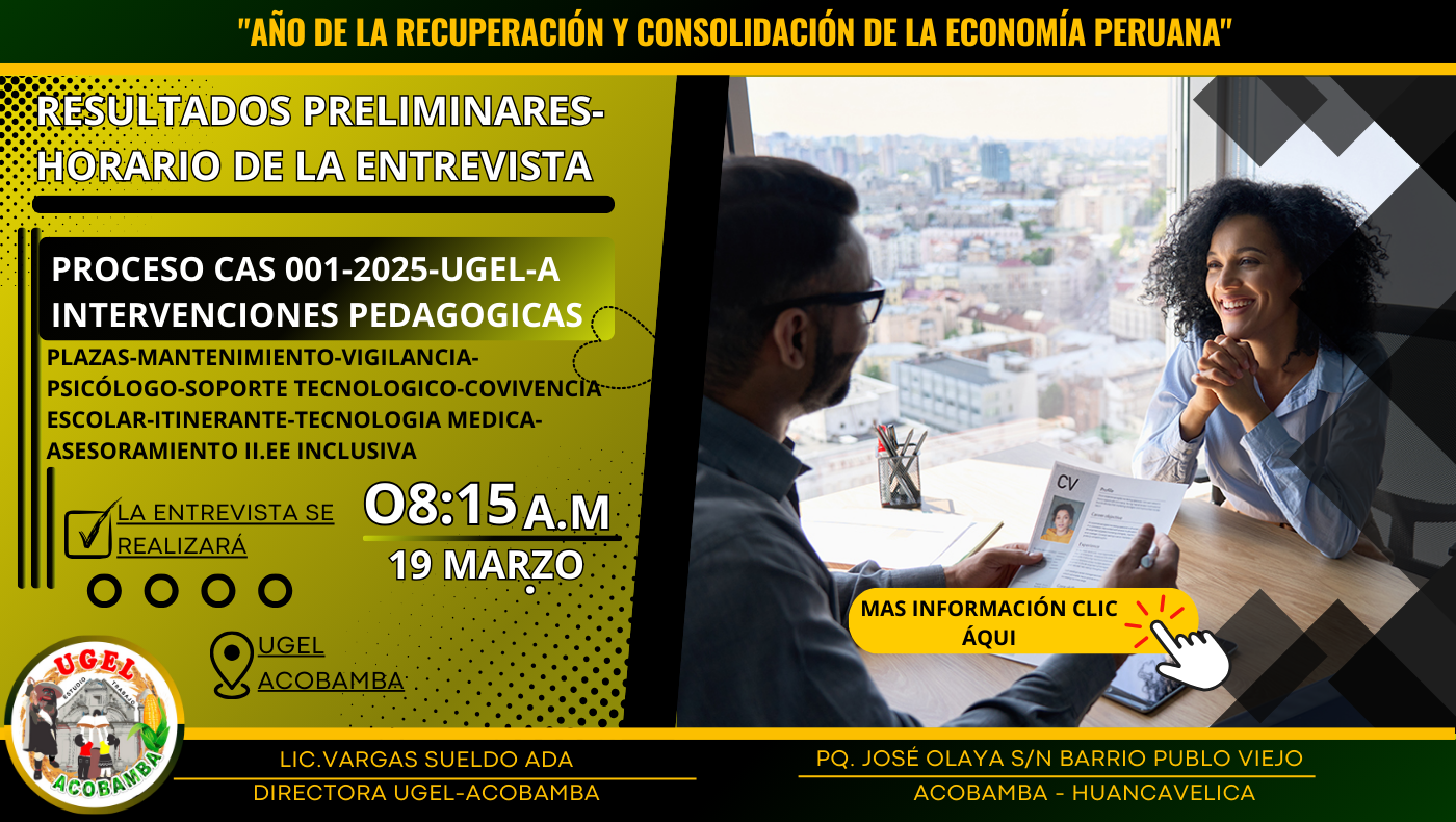 Resultados preliminares - Horario de entrevista Resultados preliminares - Horario de entrevista
