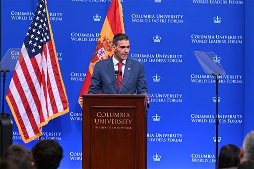 Pedro Sánchez pronuncia discurso en la Universidad de Columbia