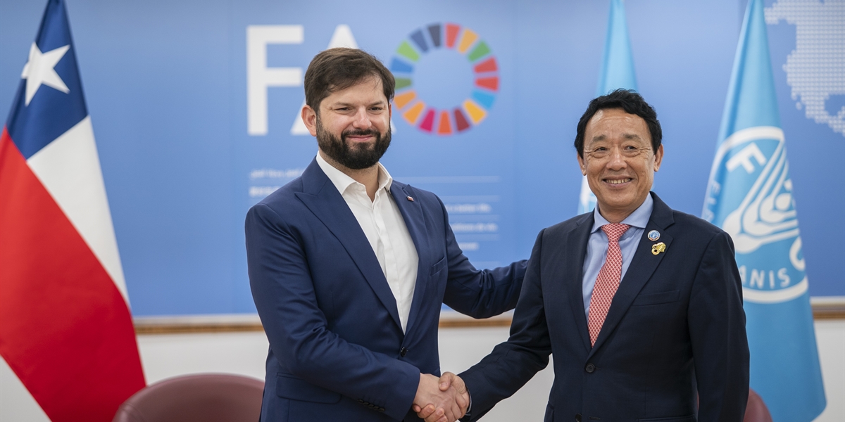 Boric sostiene reunión bilateral con Qu Dongyu, director general de la FAO