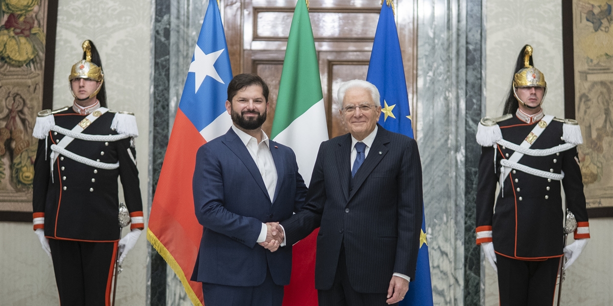 Presidente Boric sostiene reunión bilateral con Presidente de Italia, Sergio Mattarella