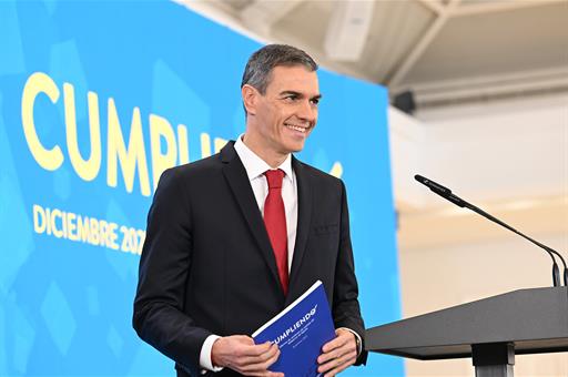 15 de diciembre de 2025: Pedro Sánchez afirma que España progresa y que el Gobierno cumplirá sus objetivos