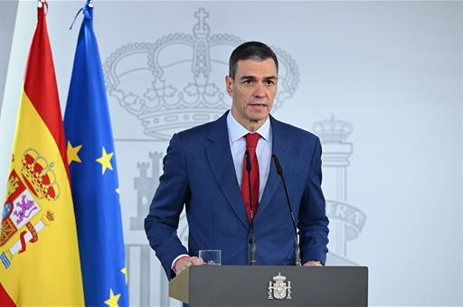 Pedro Sánchez, presidente del Gobierno de España, afirma que la posición de España es “No a la guerra”