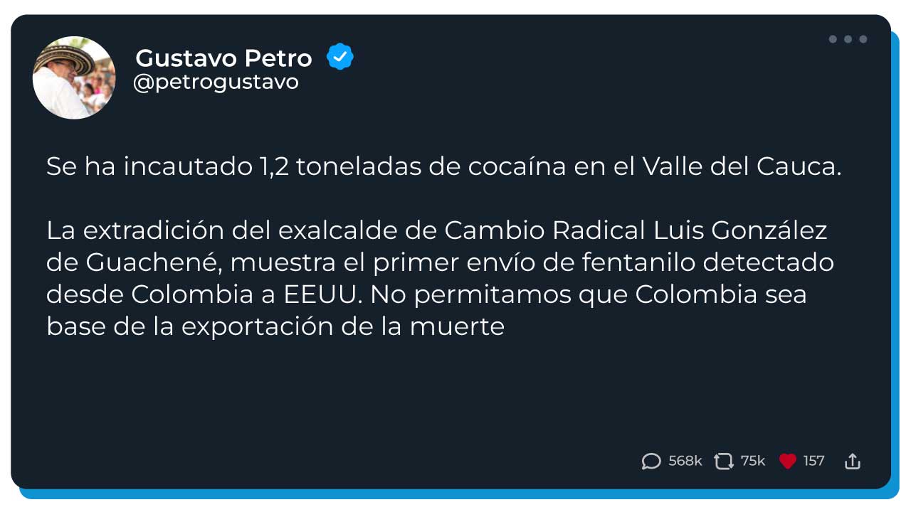 Petro destacó incautación de 1,2 toneladas de cocaína