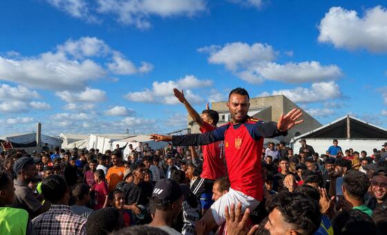 El fútbol se practica en los campamentos de Gaza