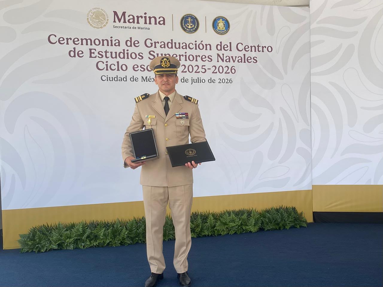 Primer egreso de un oficial de la Prefectura Naval Argentina de la Maestría en Administración Marítimo-Portuaria y Aduanas Marítimas de la Universidad Naval de México