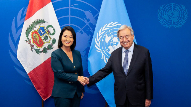Presidenta Fujimori, de Perú, dialogó con el secretario general de la ONU sobre la lucha contra la delincuencia transnacional y el fenómeno El Niño