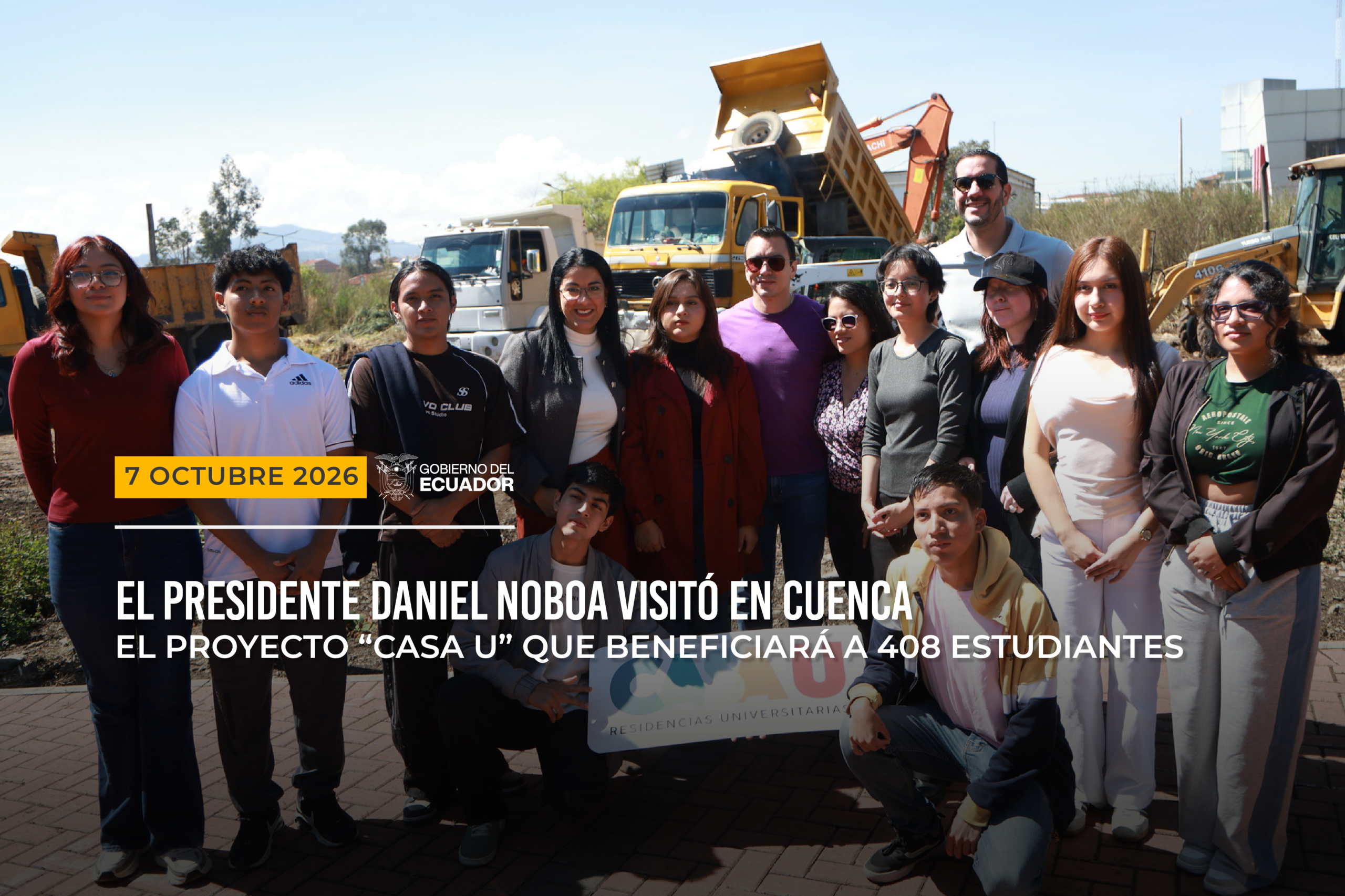 {Ecuador} EL PRESIDENTE DANIEL NOBOA VISITÓ EN CUENCA EL PROYECTO “CASA U” QUE BENEFICIARÁ A 408 ESTUDIANTES - Secretaría General de Comunicación de la Presidencia